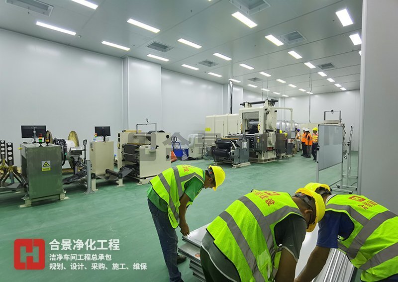 鋰電池無塵車間廠房建設(shè)施工中